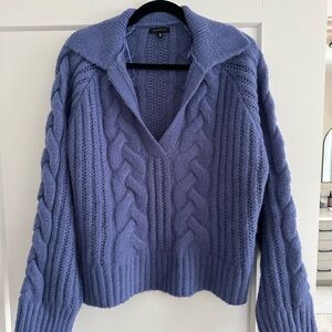 Dynamite Lavender Cable Knit V-Neck Sweater